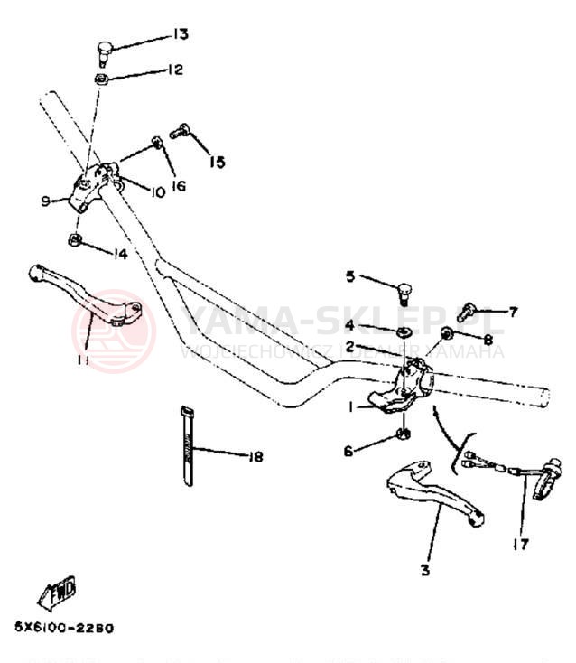 Schemat "Kierownica i osprzęt" do Yamaha YZ250J
