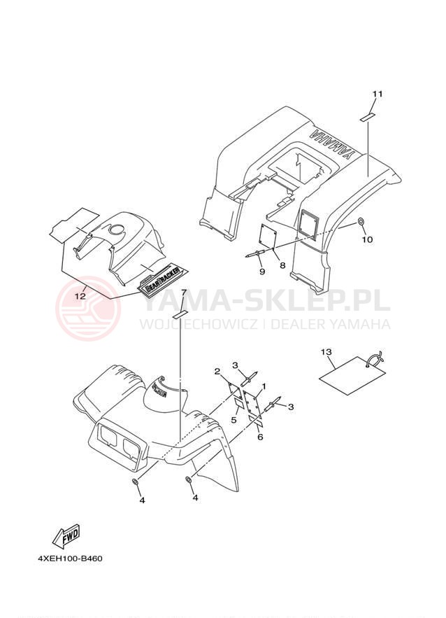 Schemat "naklejki" do Yamaha BEAR TRACKER YFM250XR