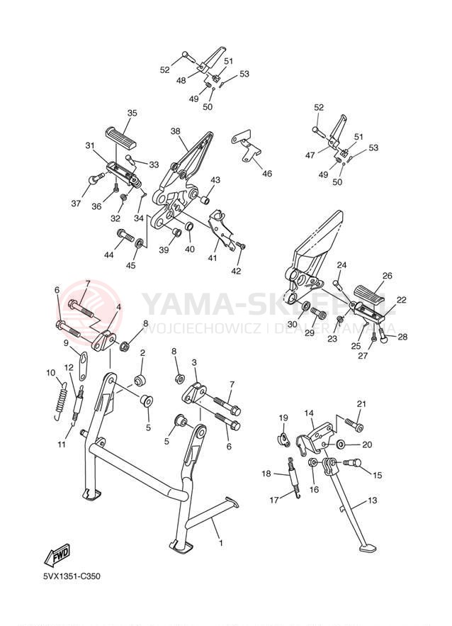 Schemat "Stopka postojowa i podnóżki" do Yamaha FZ6 FZ600SSC/FZ600SS