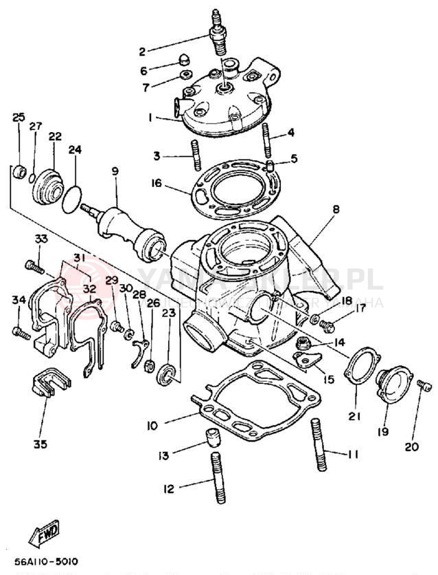 Schemat "cylinder" do Yamaha YZ250N