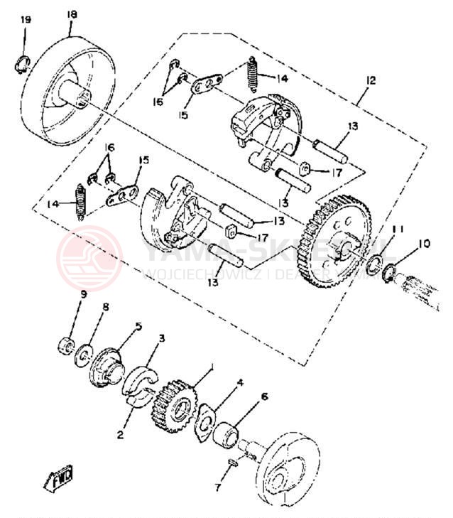 Schemat "sprzęgło" do Yamaha QT50G
