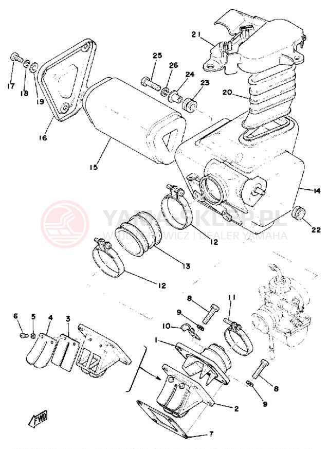 Schemat "Filtr powietrza" do Yamaha DT175C