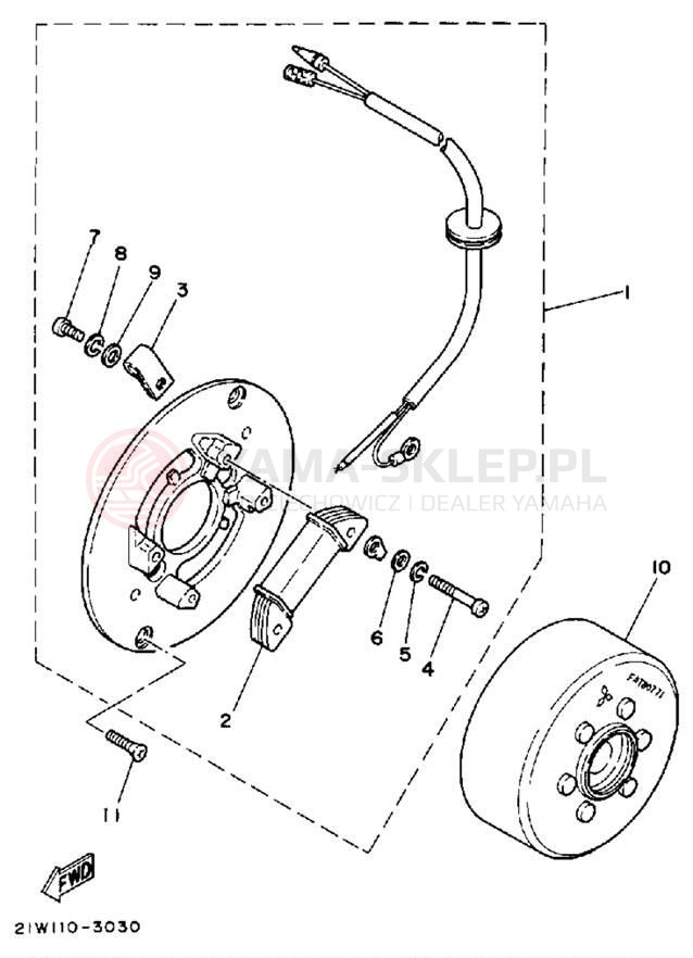 Schemat "prądnica" do Yamaha BIG WHEEL BW80T