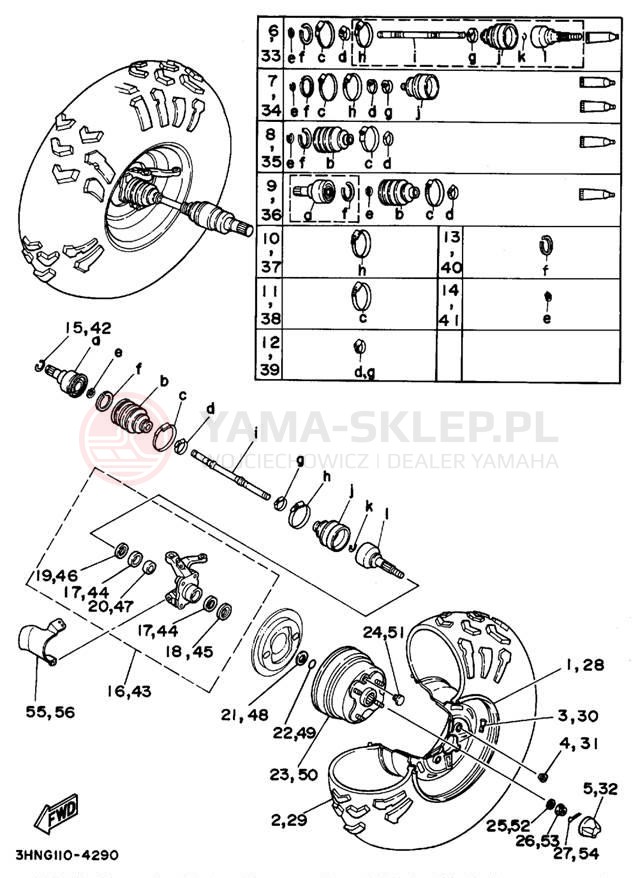 Schemat "Koło przód" do Yamaha BIG BEAR 4WD YFM350FWG_