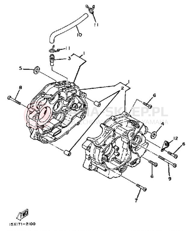 Schemat "Obudowa silnika" do Yamaha XT200J