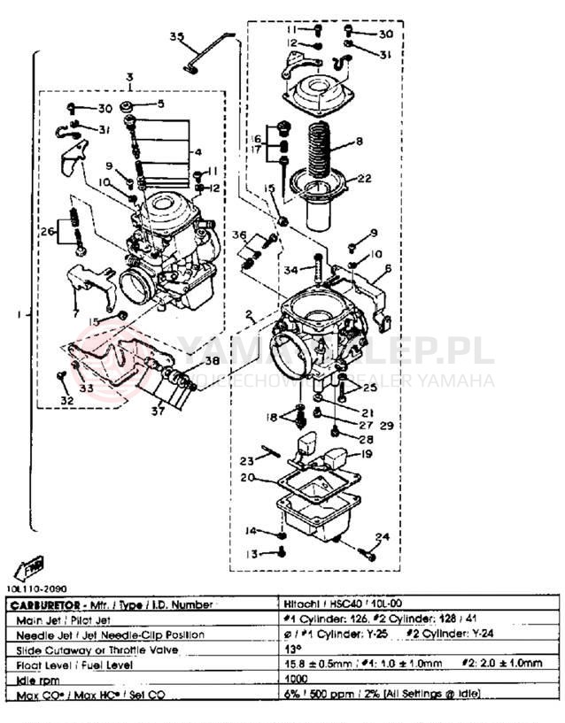 Schemat "Gaźnik" do Yamaha XV920J