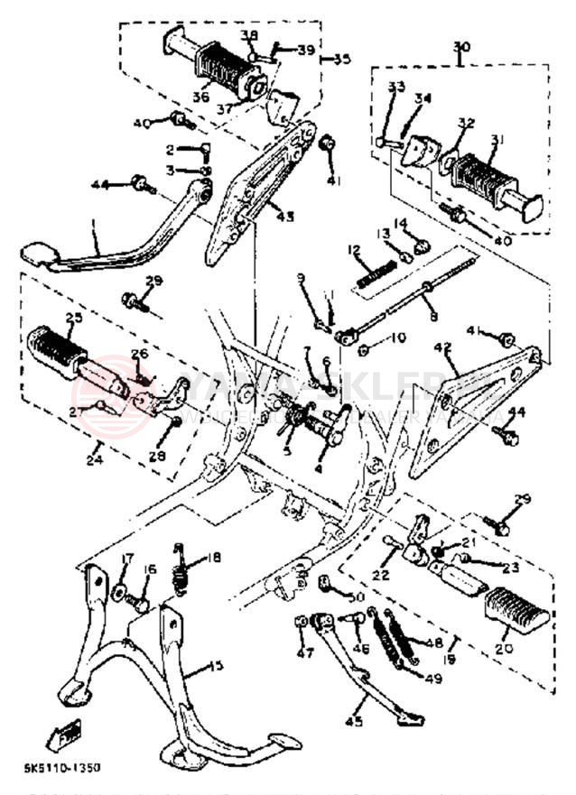 Schemat "Stopka postojowa i podnóżki" do Yamaha XJ550H
