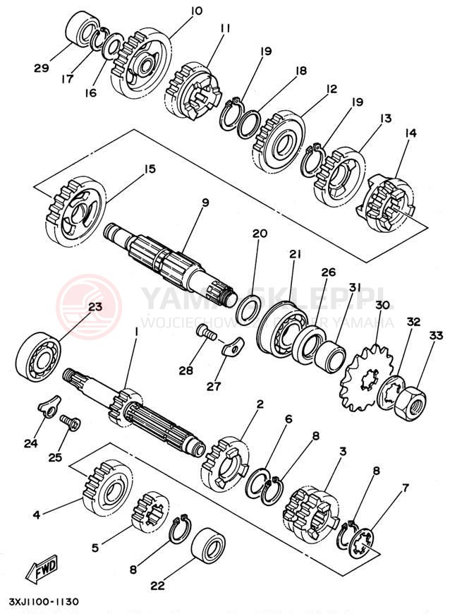 Schemat "Skrzynia biegów " do Yamaha YZ125H1