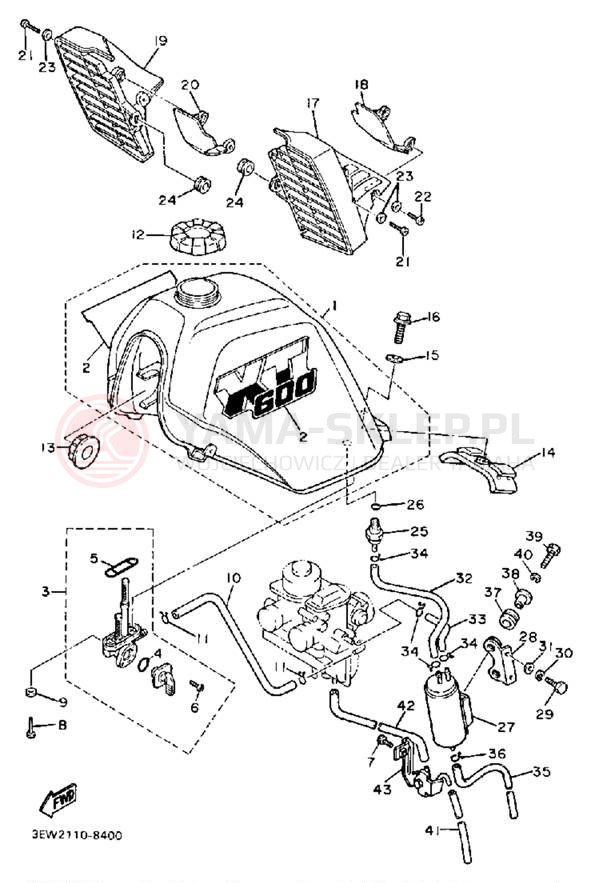 Schemat "zbiornik paliwa" do Yamaha XT600UC/XT600U