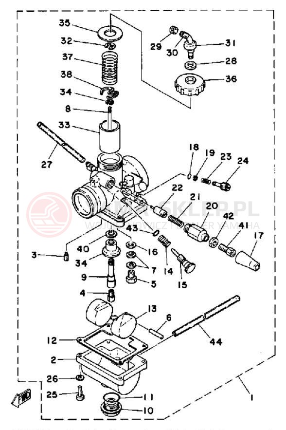 Schemat "gaźnik" do Yamaha YT125J