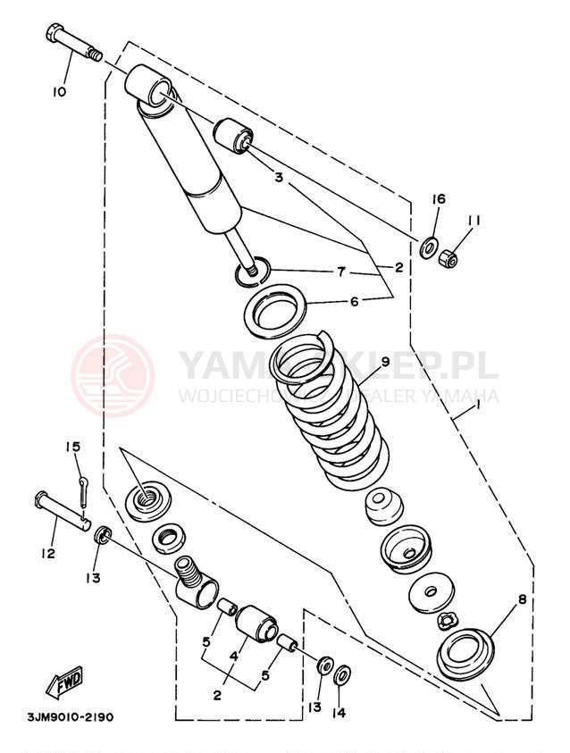 Schemat "zawieszenie tył" do Yamaha BLASTER YFS200K