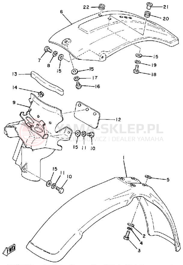 Schemat "Błotniki przód i tył" do Yamaha IT250G