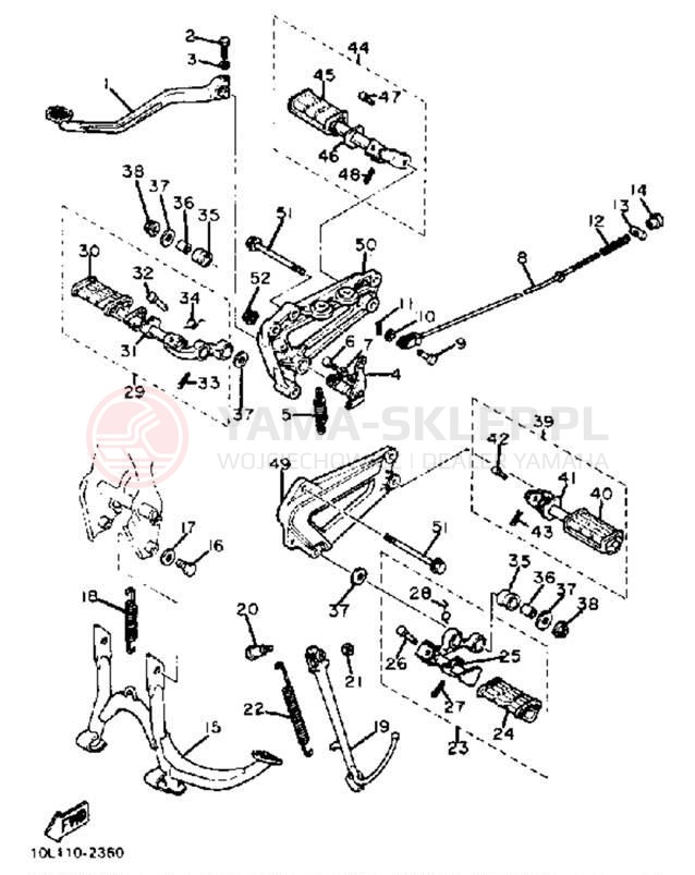 Schemat "Stopka postojowa i podnóżki" do Yamaha XV920J