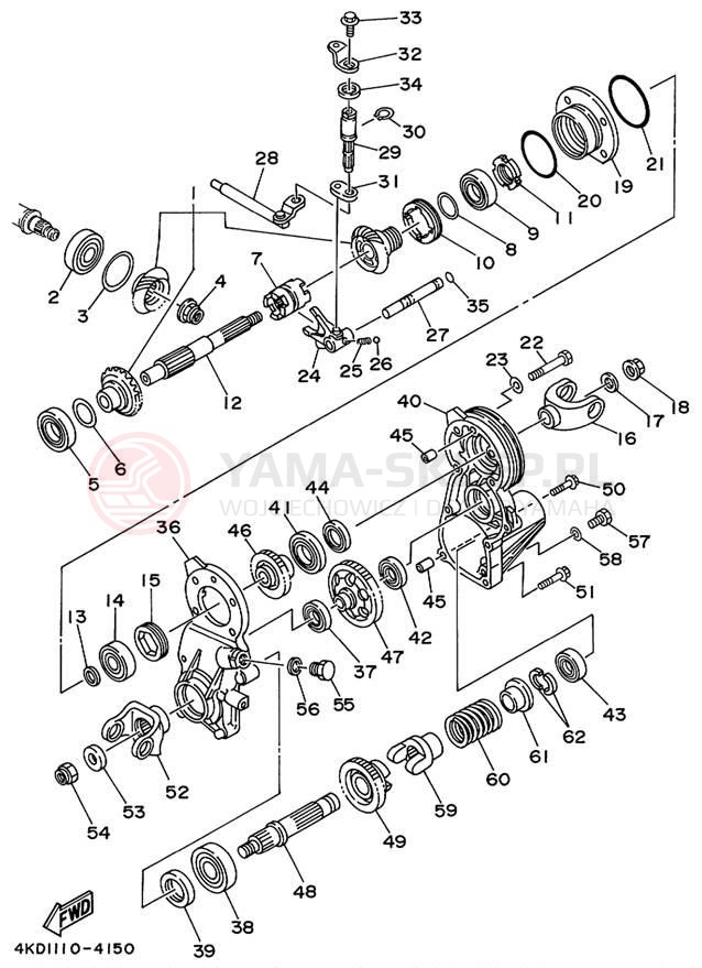 Schemat "Przeniesienie napędu" do Yamaha TIMBERWOLF 4WD YFB250FWK