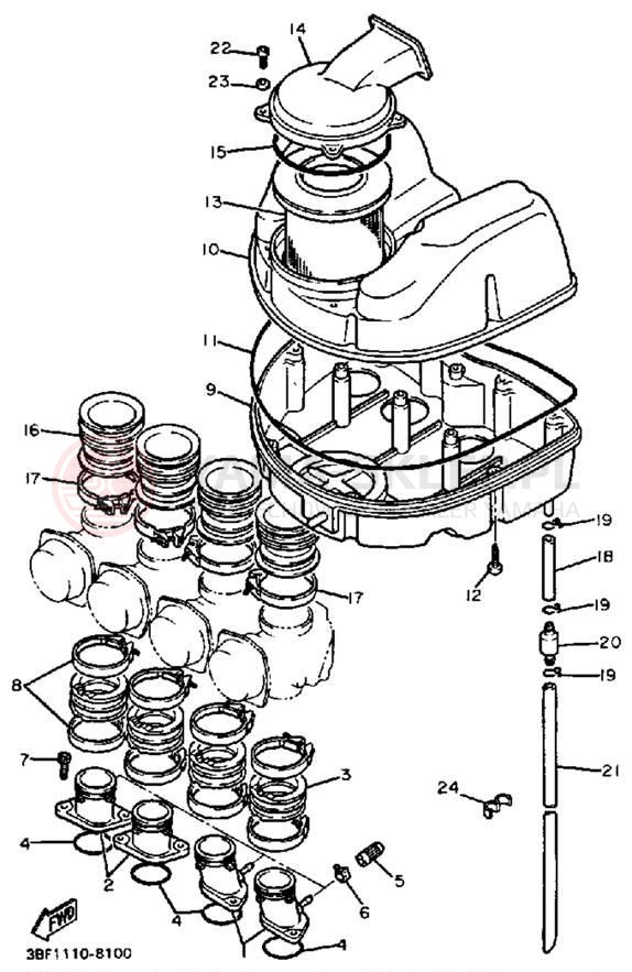 Schemat "Filtr powietrza" do Yamaha FZR400U