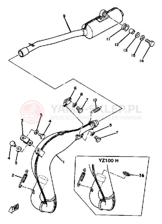 Schemat "Wydech końcowy" do Yamaha YZ100G