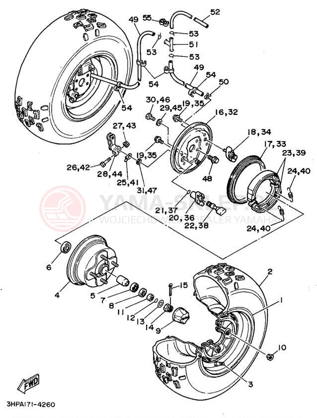 Schemat "Koło przód" do Yamaha MOTO-4 YFM350ERF