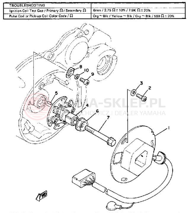 Schemat "Układ zapłonowy" do Yamaha XS750F