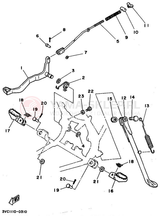 Schemat "Stopka postojowa i podnóżki" do Yamaha RT180B