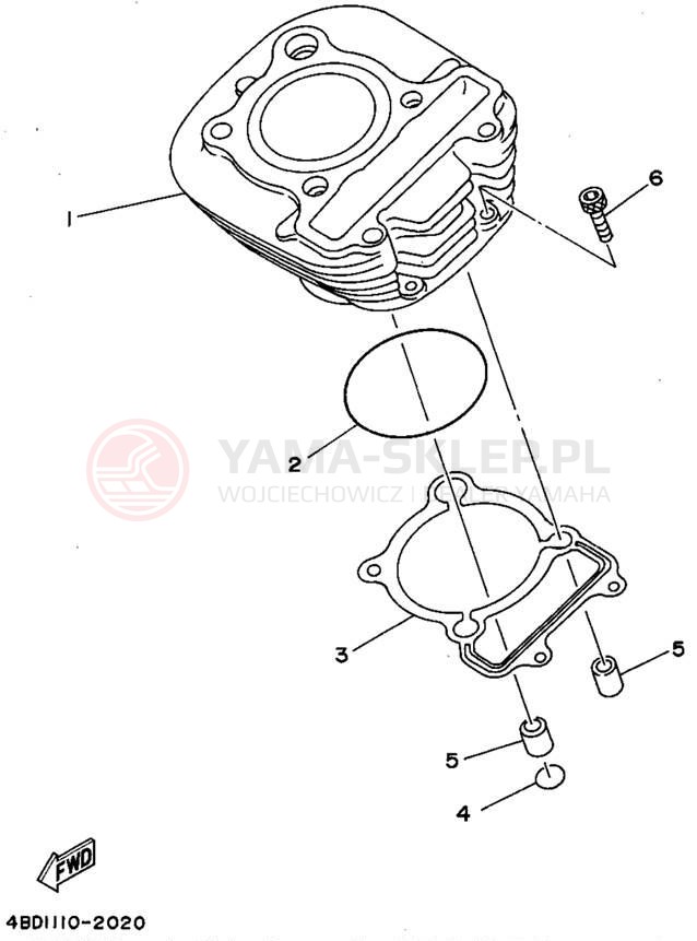 Schemat "cylinder" do Yamaha TIMBERWOLF 2WD YFB250F