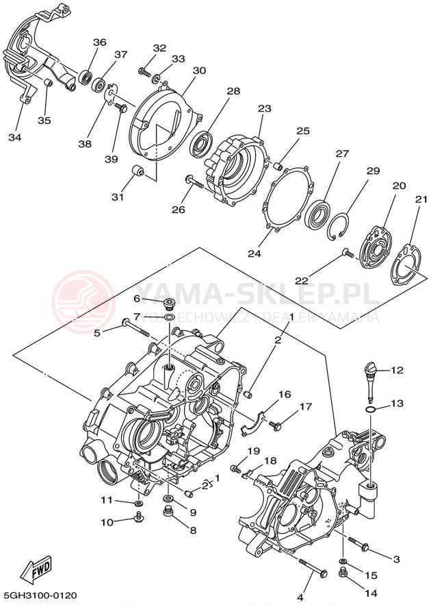Schemat "Obudowa silnika" do Yamaha KODIAK 4WD YFM400FAP