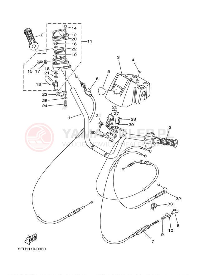 Schemat "Kierownica i osprzęt" do Yamaha BIG BEAR BUCKMASTER YFM400FHM