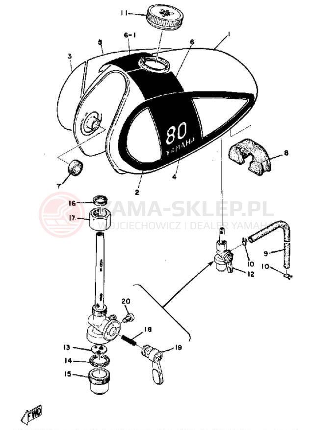 Schemat "zbiornik paliwa" do Yamaha GT80MXB/GT80B