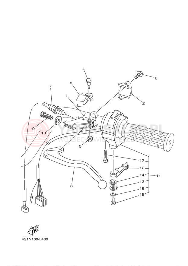 Schemat "Kierownica i osprzęt" do Yamaha BIG BEAR 4WD HUNTER YFM40FBHB