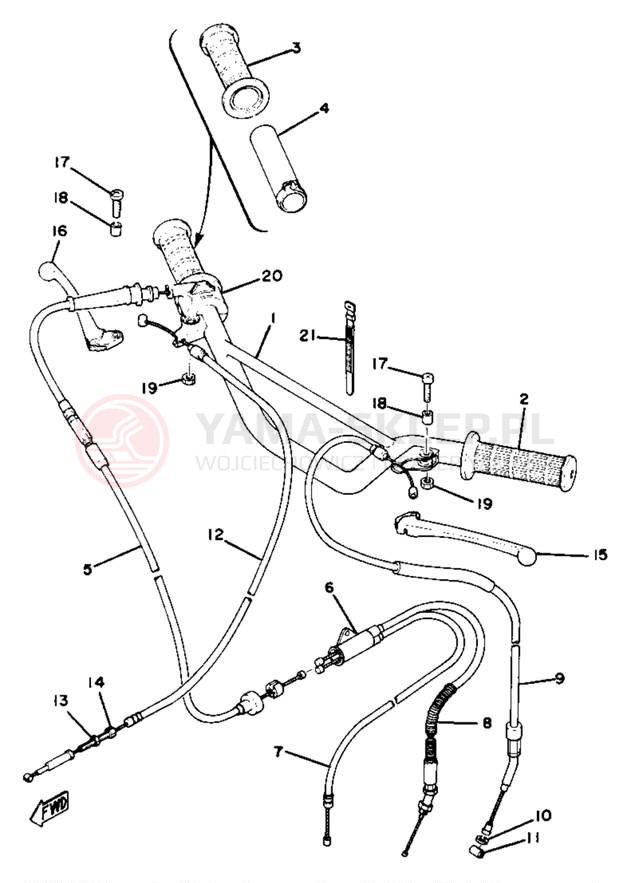 Schemat "Kierownica i osprzęt" do Yamaha GTMXD