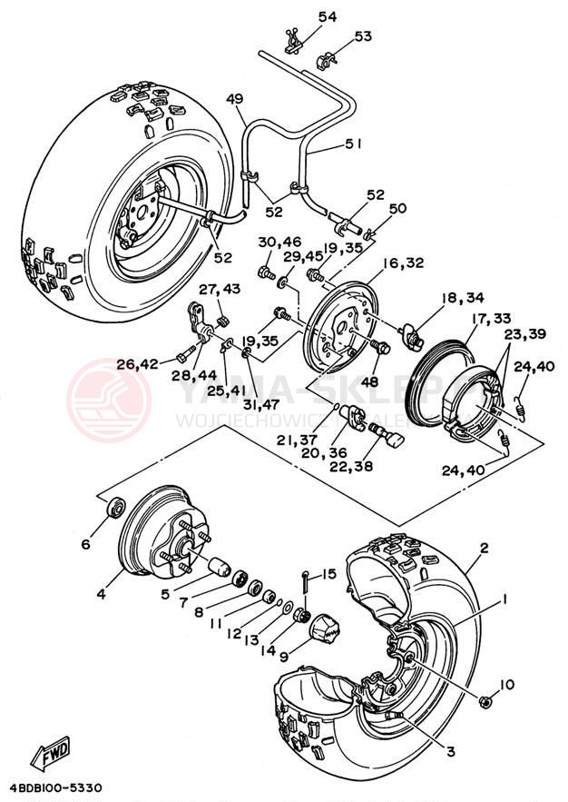 Schemat "Koło przód" do Yamaha YFB250UH_M/YFB250H_MN