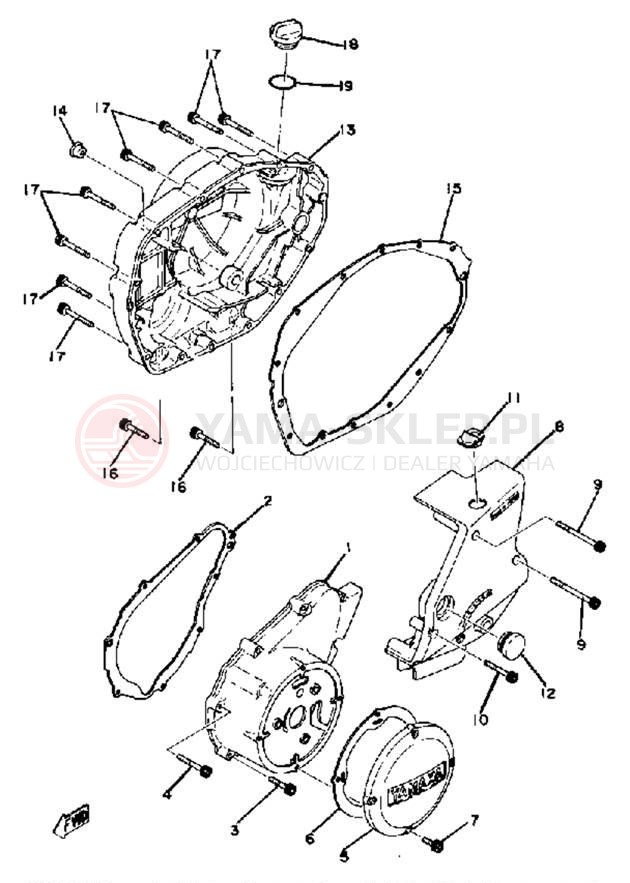 Schemat "Pokrywa silnika" do Yamaha XS400G
