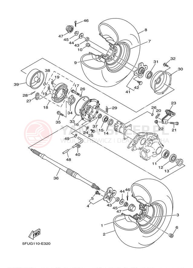 Schemat "Koło tył" do Yamaha BIG BEAR 400 4WD YFM40FV