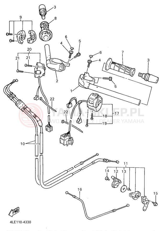 Schemat "Kierownica i osprzęt" do Yamaha YZF750RKC/YZF750RK