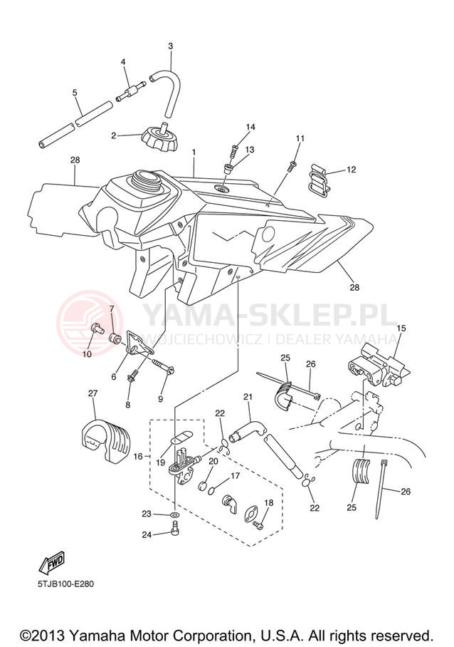 Schemat "zbiornik paliwa" do Yamaha WR450F WR450FV