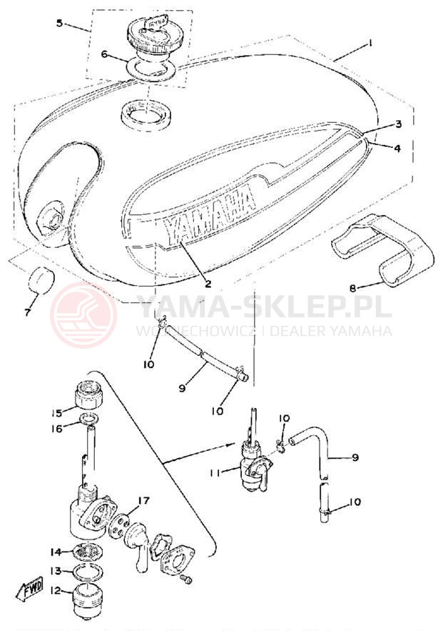 Schemat "zbiornik paliwa" do Yamaha RS100C