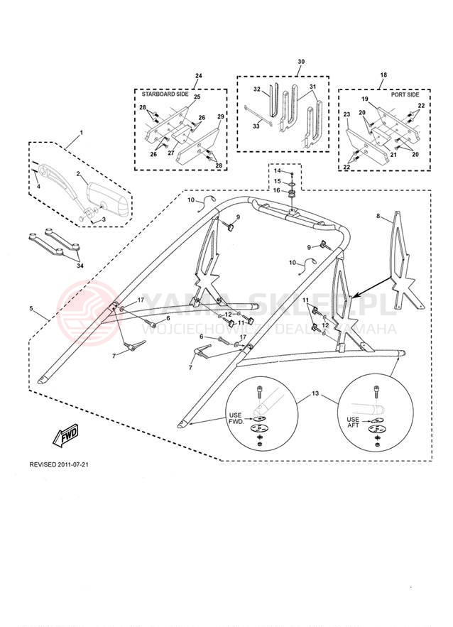 Schemat "WAKEBOARD TOWER" do Yamaha 212 X FAT1100ALH/FAT1100BLH