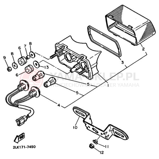 Schemat "lampa tył" do Yamaha FZR750RU