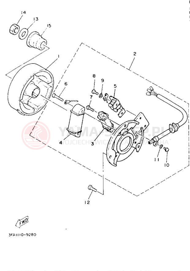 Schemat "prądnica" do Yamaha BREEZE YFA1F