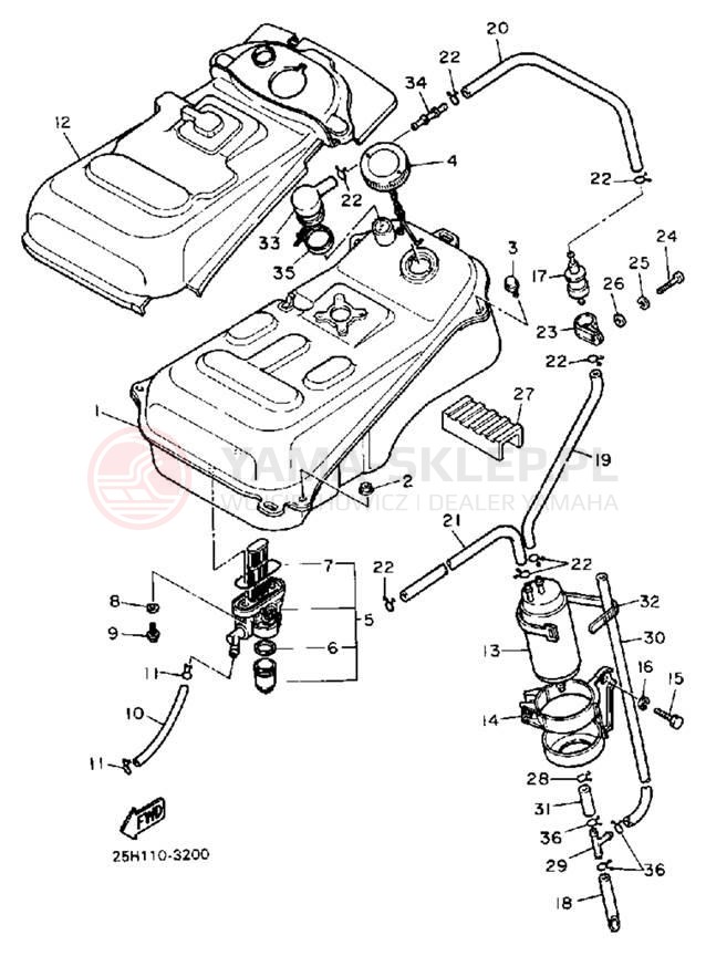 Schemat "Zbiornik paliwa" do Yamaha RIVA 180 XC180L/XC180LC