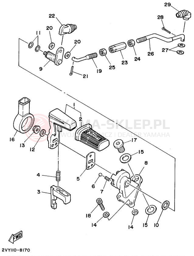 Schemat "dźwignia trybu napędu" do Yamaha TIMBERWOLF 2WD YFB250G