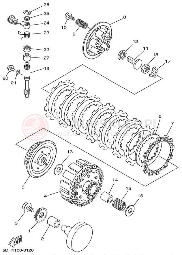 Schemat "sprzęgło" do Yamaha YZ125 YZ125L1