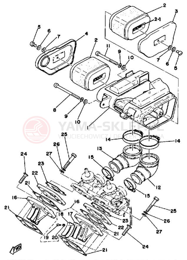 Schemat "Filtr powietrza" do Yamaha RD200C