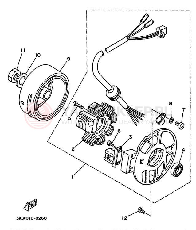 Schemat "prądnica" do Yamaha JOG CY50M