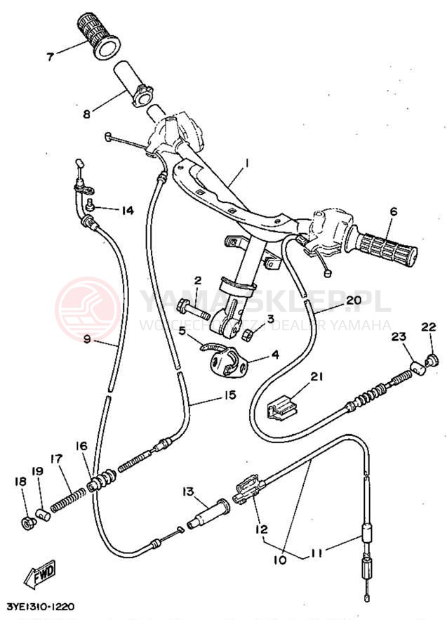 Schemat "Kierownica i osprzęt" do Yamaha JOG CY50F