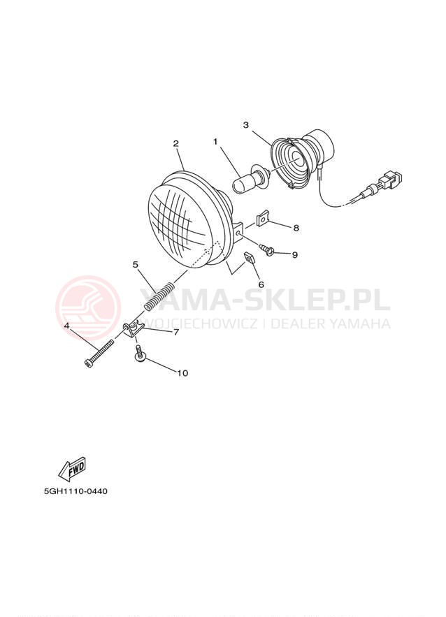 Schemat "Lampa przód" do Yamaha KODIAK 2WD YFM400AN