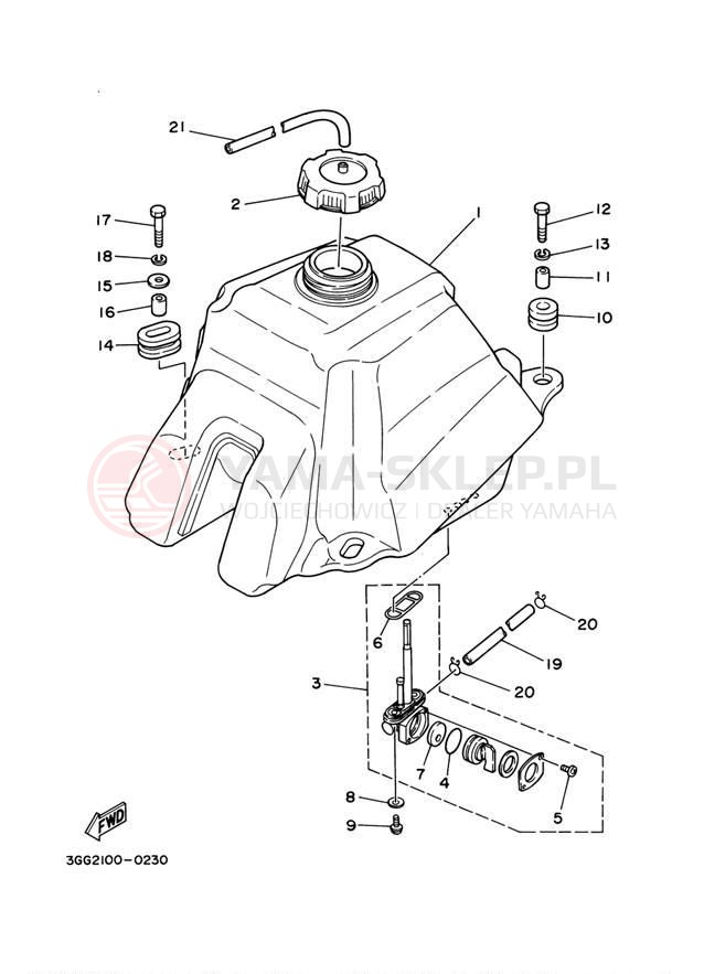 Schemat "zbiornik paliwa" do Yamaha BANSHEE YFZ350N