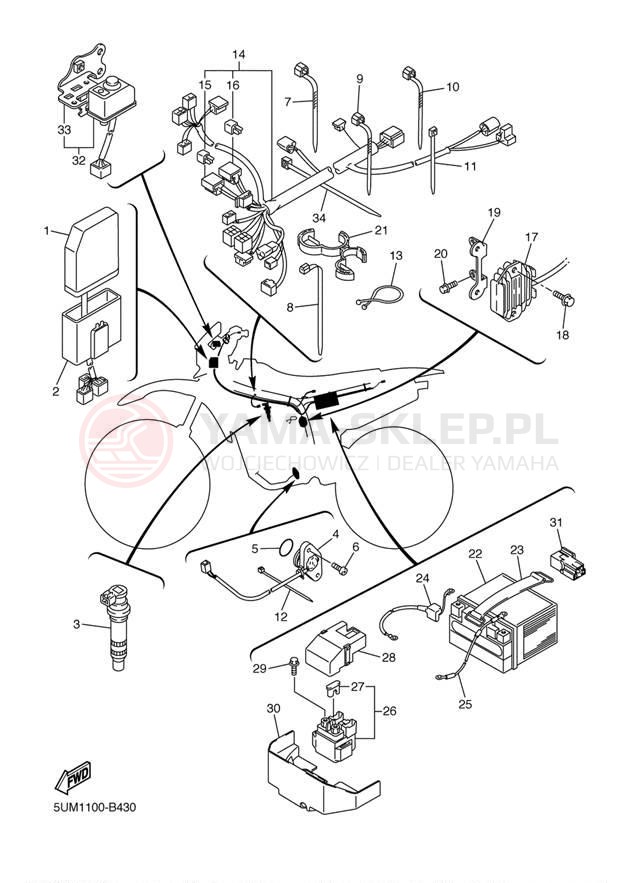 Schemat "układ elektryczny" do Yamaha WR250F WR250FR
