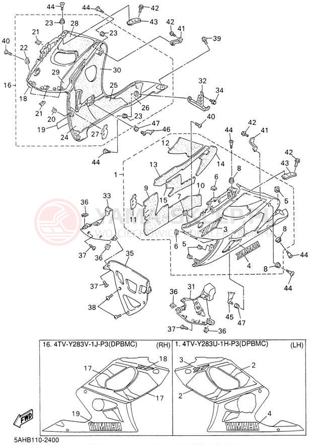 Schemat "elementy nadwozia" do Yamaha YZF600R YZF600RPC/YZF600RP