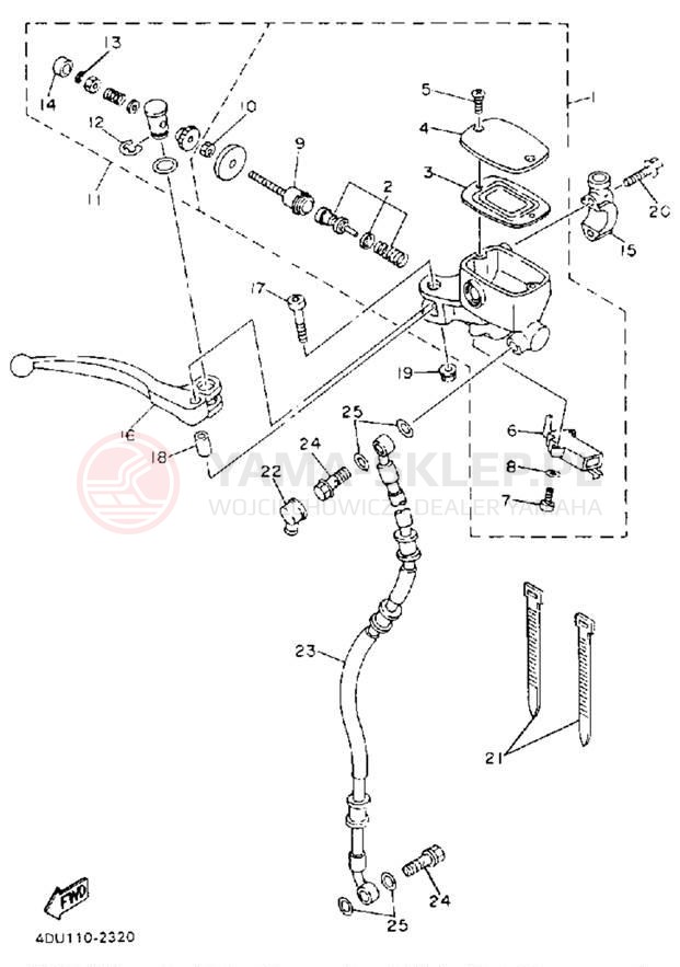 Schemat "Pompa hamulcowa przednia" do Yamaha SECA II XJ600SE/XJ600SEC