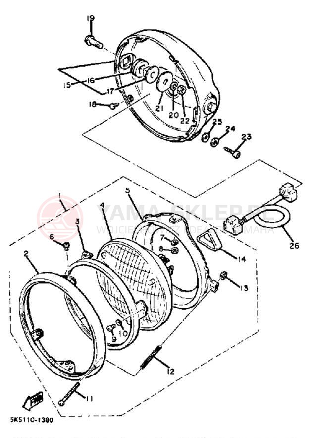 Schemat "Lampa przód" do Yamaha XJ550K